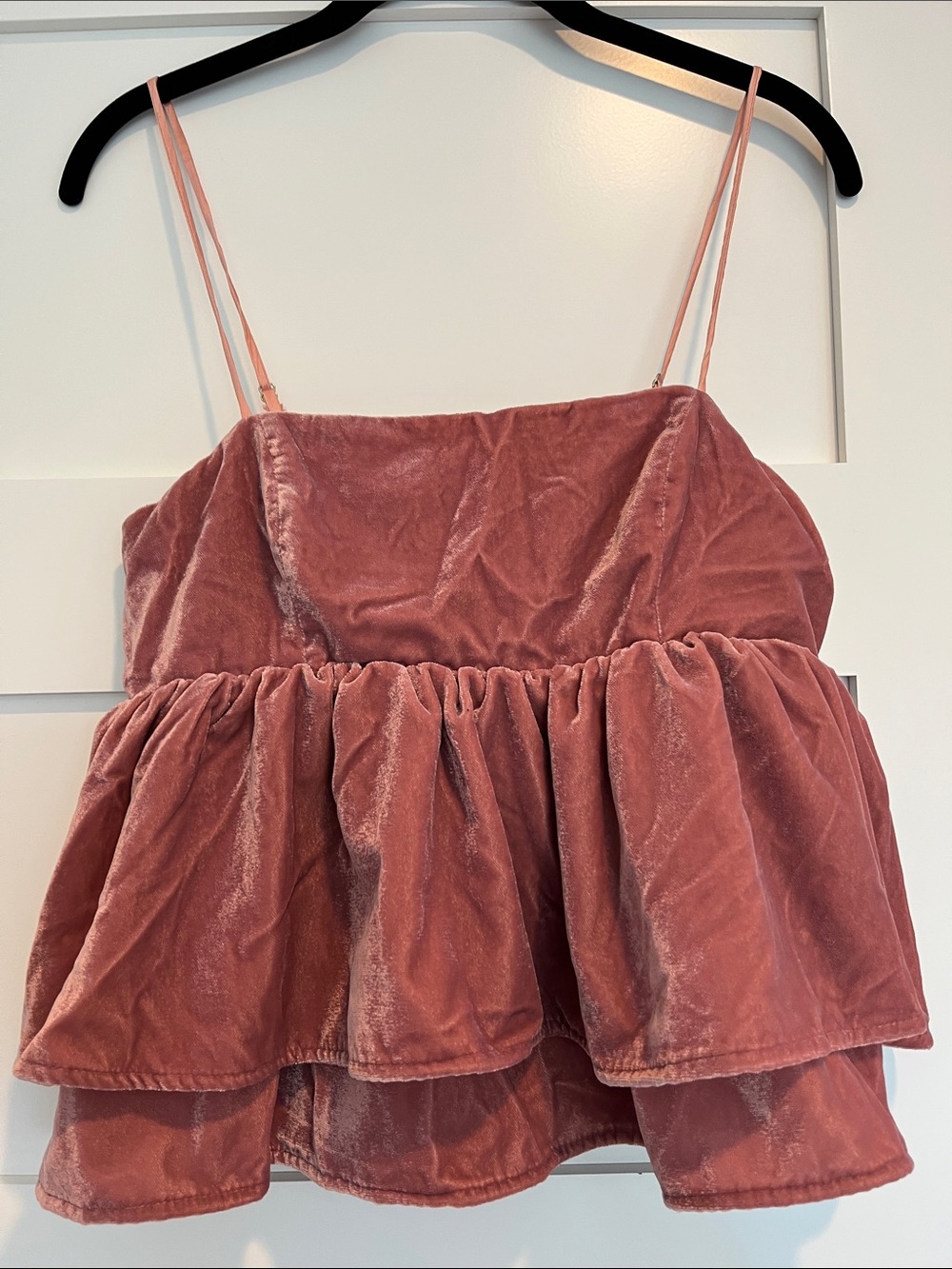 Urban Outfitters Velvet Peplum Cami - Rose